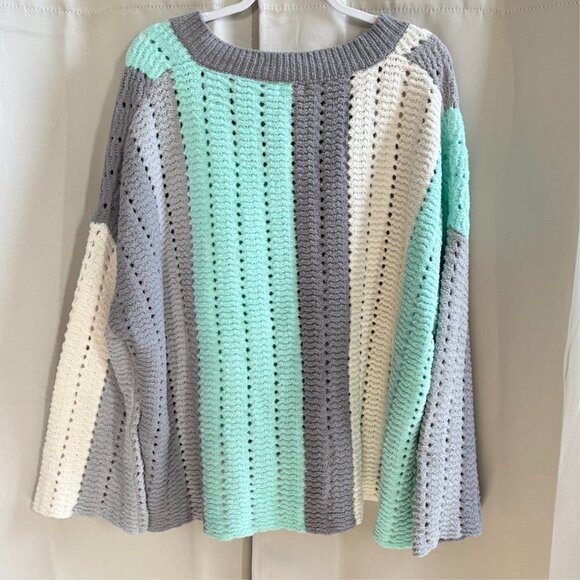 Pol Color Pop Womens Chunky Knit Striped Sweater Chenille Oversized Large 19231 - Picture 2 of 11